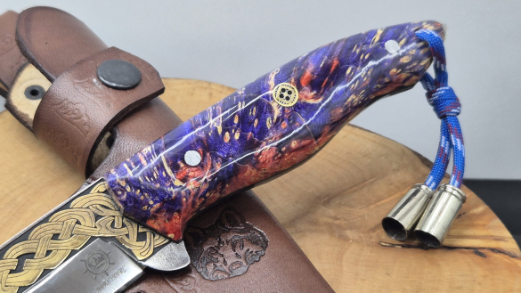 14K Altın Gravür İşleme Bushcraft Model Kamp Bıçağı - 2