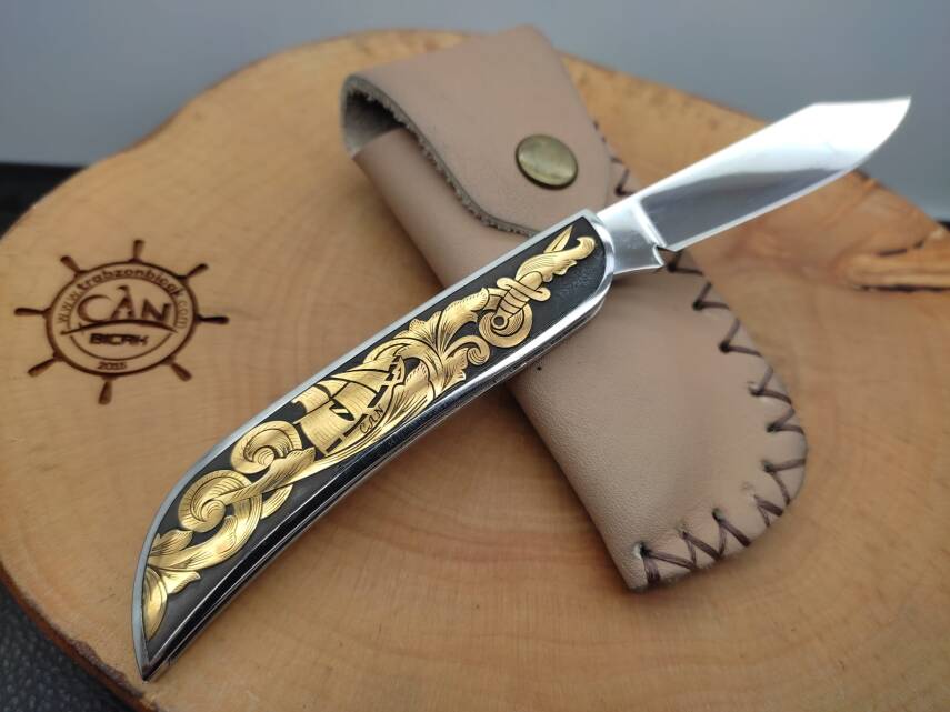 14K Altın İşleme 'Avcı Reis' Sürmene Çakısı - 1