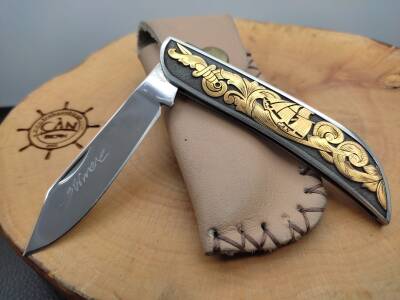 14K Altın İşleme 'Avcı Reis' Sürmene Çakısı - 4