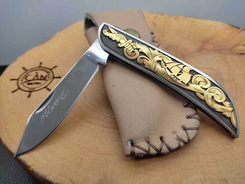 14K Altın İşleme 'Avcı Reis' Sürmene Çakısı - 4