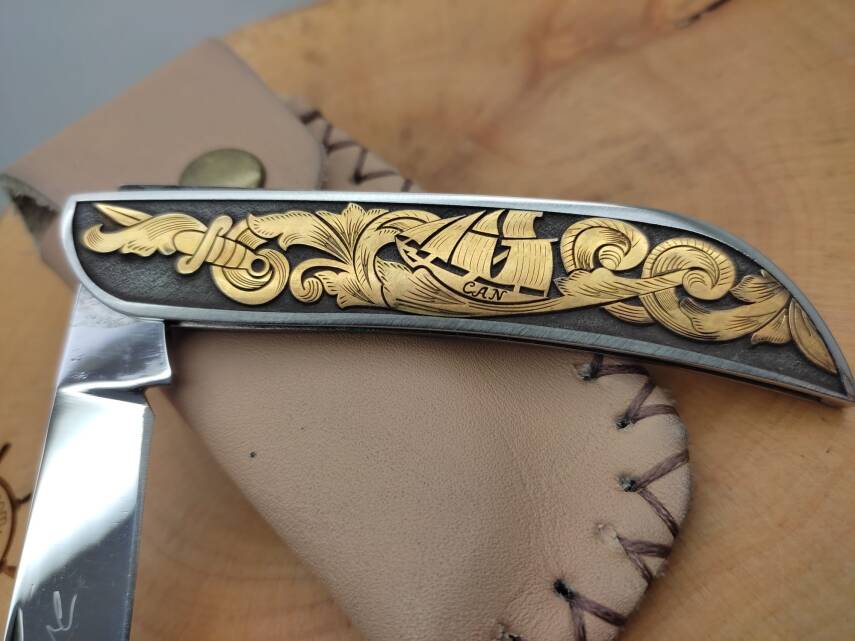 14K Altın İşleme 'Avcı Reis' Sürmene Çakısı - 5