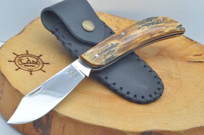 Büyük Boy Sürmene El yapımı Geyik Boynuzu Kabza Çakı - 5