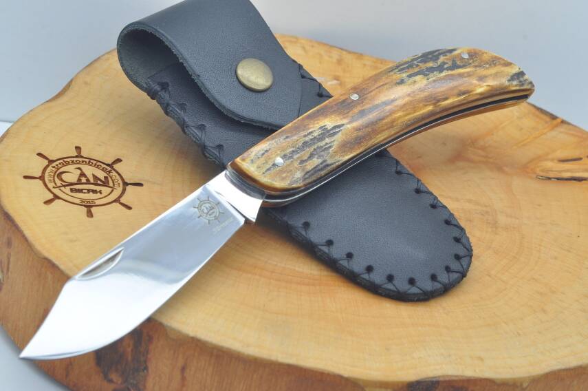 Büyük Boy Sürmene El yapımı Geyik Boynuzu Kabza Çakı - 5