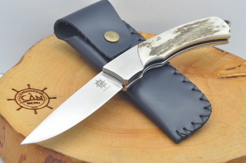 Geyik boynuzu kabza Sürmene el yapımı kilitli sistem Çakı - 2