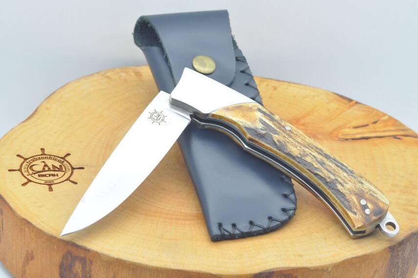 Geyik boynuzu kabza Sürmene el yapımı kilitli sistem Çakı - 3