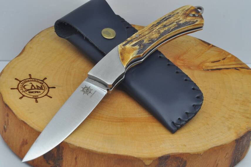 Geyik boynuzu kabza Sürmene el yapımı kilitli sistem Çakı - 4