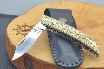 Gravür İşleme Pirinç Kabza Sürmene Çakısı