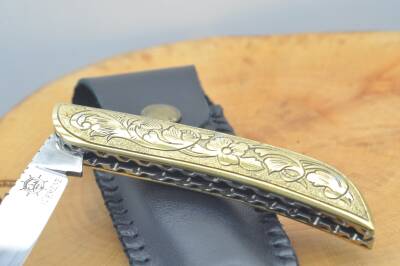 Gravür İşleme Pirinç Kabza Sürmene Çakısı - 3