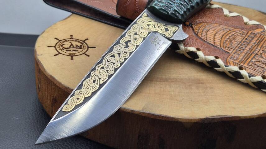 Selahaddin Eyyubi-Kubbet-üs Sahra Gravür İşleme Av Bıçağı - 5