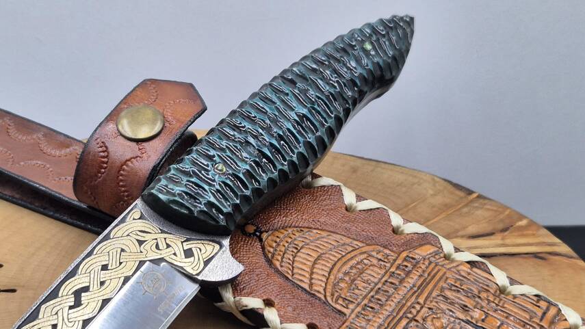 Selahaddin Eyyubi-Kubbet-üs Sahra Gravür İşleme Av Bıçağı - 6