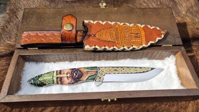 Selahaddin Eyyubi-Kubbet-üs Sahra Gravür İşleme Av Bıçağı - 7